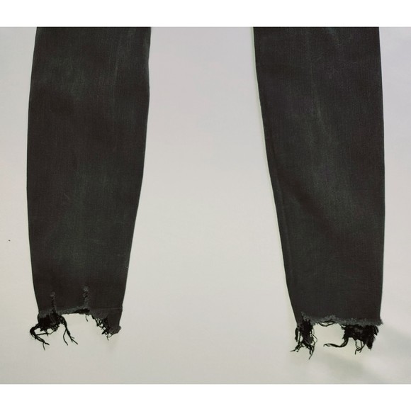 American Eagle Juniors 0 High Rise Skinny Ankle Distressed Acid Black Wash Jeans - Picture 4 of 12